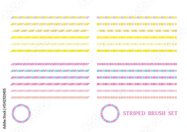 Obraz 春色のランダムストライプのブラシセット