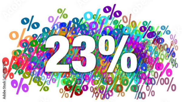 Fototapeta 23 Percent White Text on Colorful Percentage Background