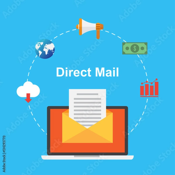 Obraz direct mail. marketing content. business design concept. vector illustration.