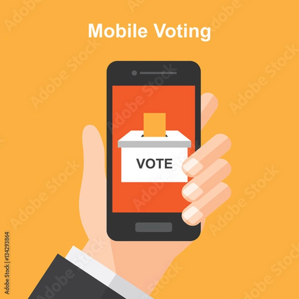 Obraz smartphone online voting , vote , election. digital device. vector illustration.