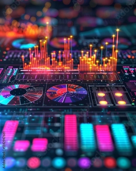 Fototapeta Futuristic e commerce metrics background for dynamic online retail analytics and insights