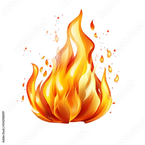 Obraz Illustration of a bright orange and yellow flame on black background