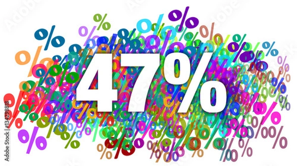 Fototapeta 47 Percent White Text on Colorful Percentage Background