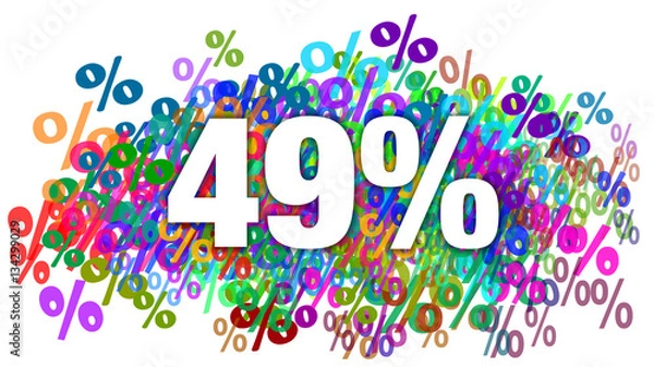 Fototapeta 49 Percent White Text on Colorful Percentage Background