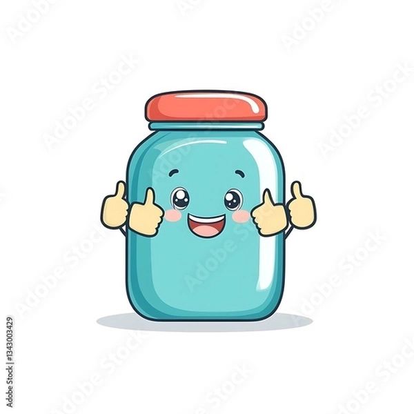 Fototapeta Happy Jar Mascot Thumbs Up.