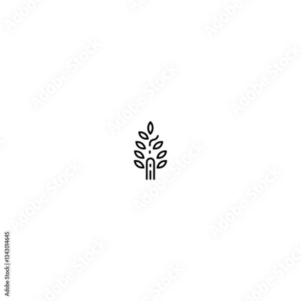 Fototapeta minimal tree logo, illustration, nature, vector, design, butterfly, leaf, tree, plant, flower, black, drawing, spring, christmas, symbol, beauty, shape, summer, pattern, art, love