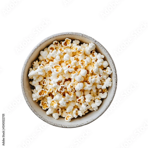 Obraz Overhead view of a bowl filled with freshly popped popcorn snack