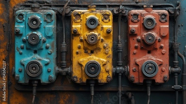 Fototapeta A view side-by-side of throttle plates in various cleanliness stages, contrasting visually the effects of maintenance.