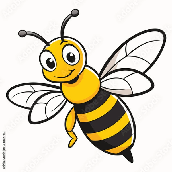 Obraz Hand Drawn Cute Bee with Honeycomb Background