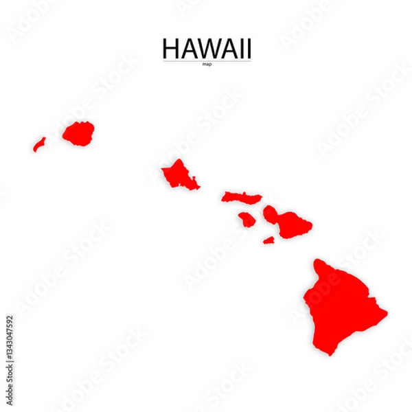 Obraz hawaii map in red colour and with trasparent background