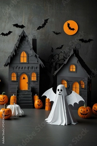 Fototapeta halloween background with haunted house