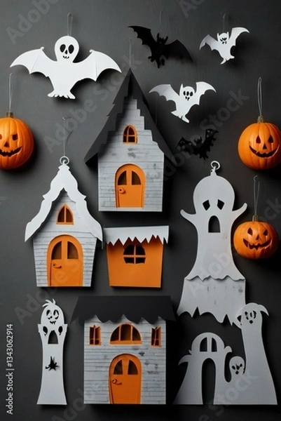 Fototapeta halloween background with haunted house