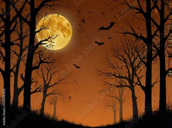 Fototapeta halloween background with moon