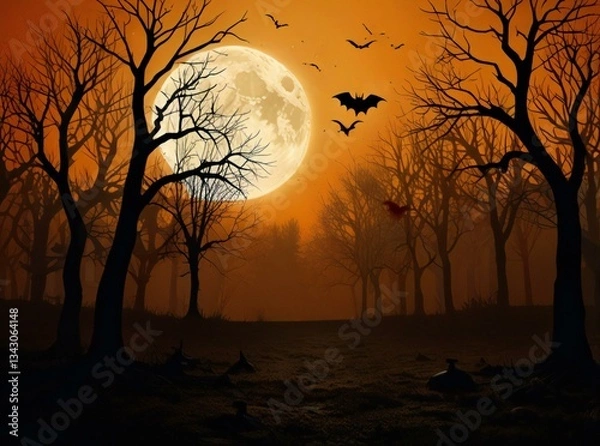 Fototapeta halloween background with full moon