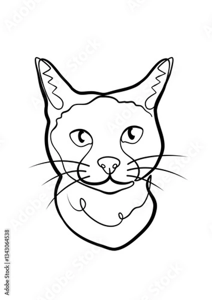 Fototapeta Cat One Line Art – Minimalist Continuous Line Drawing for Pet Logo, Tattoo, and Vector Illustration