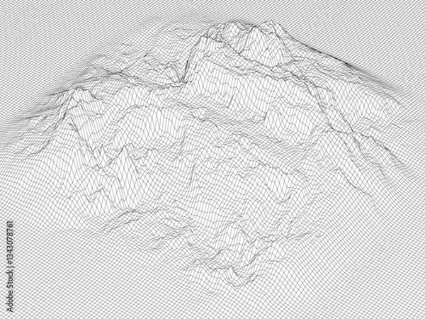 Obraz 立体地形のワイヤーフレームイメージ　バックグラウンド　ベクターイラストレーション