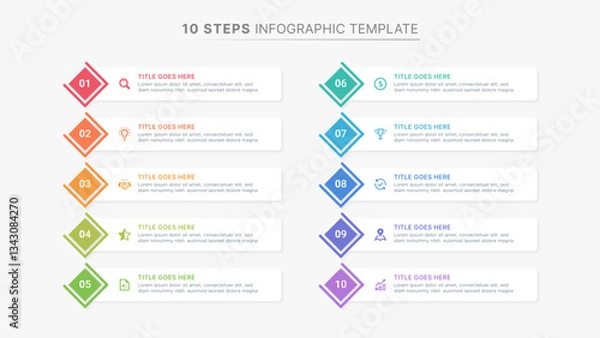 Fototapeta Modern Business Infographic Design Template with 10 Options