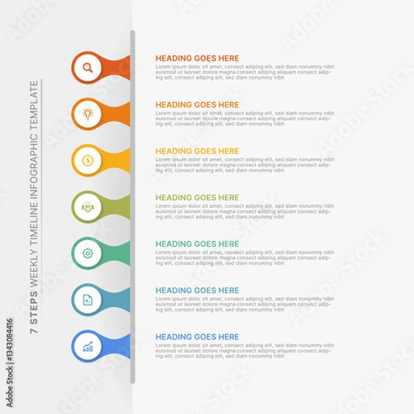 Obraz Modern Infographic Design Template with 7 Data Points