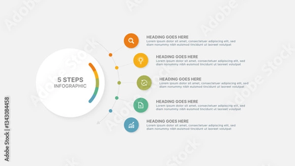 Obraz Modern Circular Infographic Design Template with 5 Data Points
