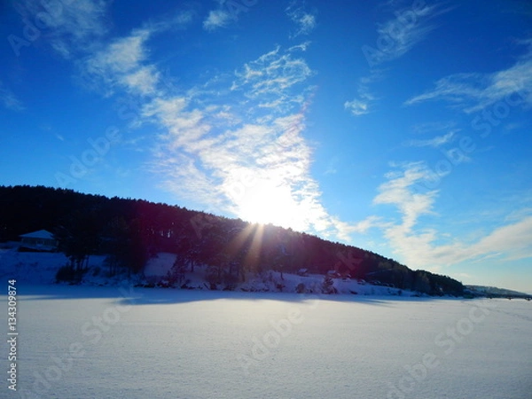 Obraz зима небо снег солнце