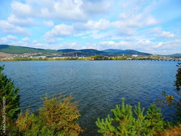 Obraz берег пруд облака пейзаж лето