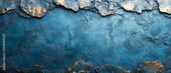 Fototapeta Blue and Gold Textured Background Abstract Stone Wall