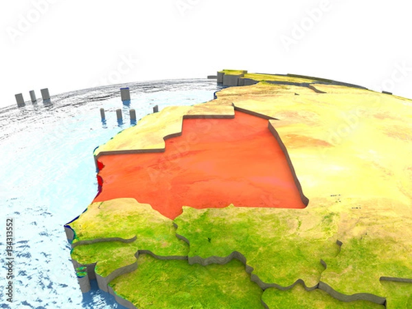 Fototapeta Mauritania on Earth in red