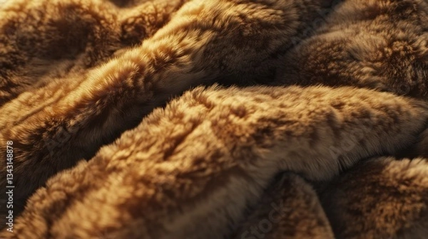 Fototapeta Soft Textured Fur Fabric Close-Up in Warm Tones for Fashion Design