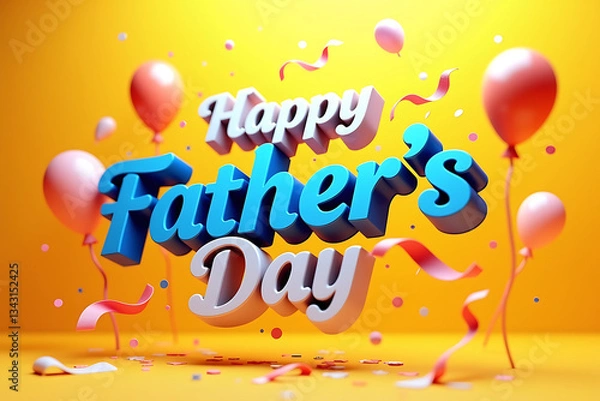 Fototapeta Vibrant Father's Day Celebration Design with Balloons and Confetti