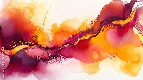 Fototapeta Abstract art, vibrant hues, alcohol ink, fluid, design, background, texture, website banner