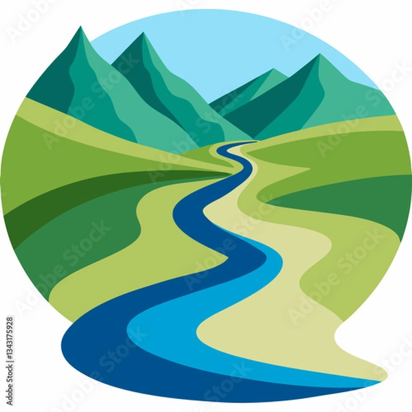 Fototapeta serene river winding through a valley