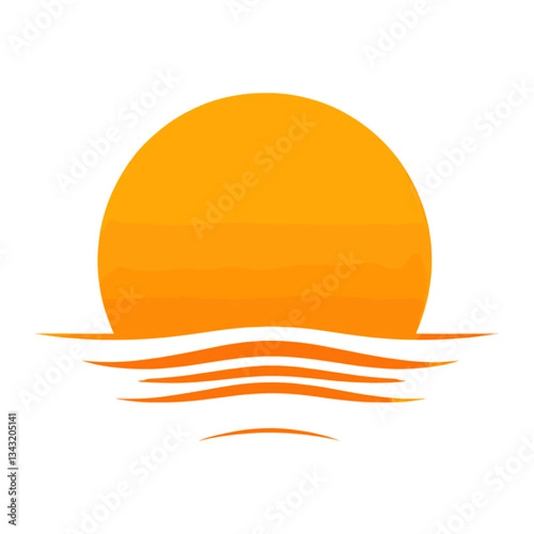 Fototapeta Simple orange sun icon illustration nature design vector