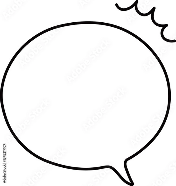 Fototapeta 円形の吹き出しと波線の白黒イラスト
