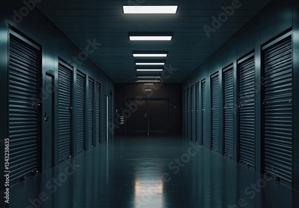 Fototapeta Dark Storage Facility Corridor (2)