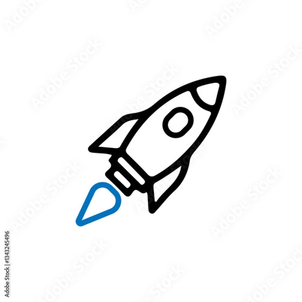 Fototapeta Rocket icon, space ship vector symbol on white background.
