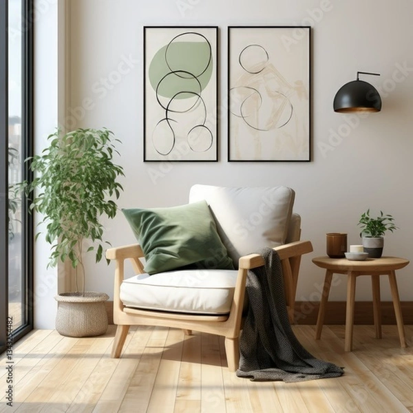 Fototapeta Harmonious Abstract Design Featuring Soft Beige and Olive Shades