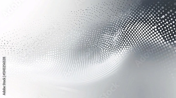 Fototapeta Abstract silver wave dots background, digital design, website header
