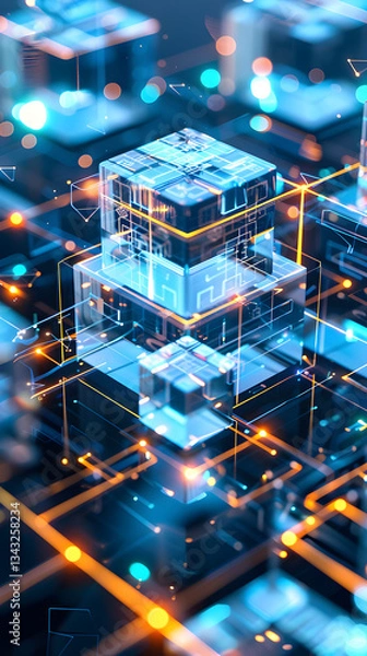 Obraz Conceptual Representation of Virtual Machine Licensing in a Digital Space
