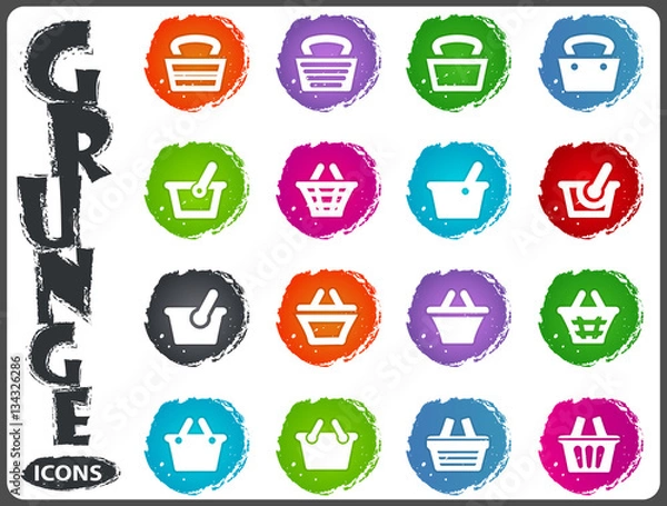 Fototapeta Shopping Bascket icons set in grunge style
