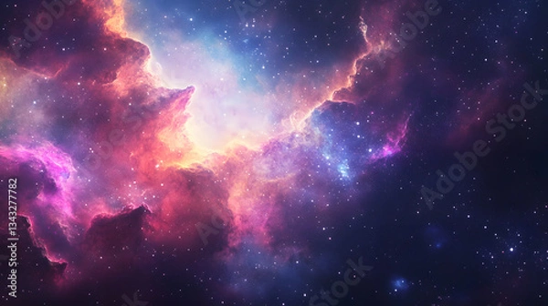 Fototapeta Galactic wonder starry sky with galaxy dust formations wallpaper cosmic depths digital art vibrant universe