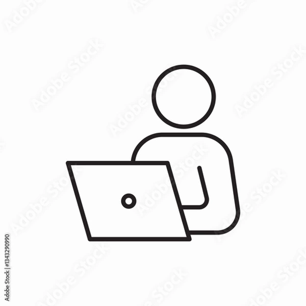 Fototapeta user laptop work icon vector sign