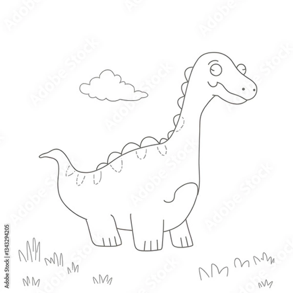 Obraz Step into the prehistoric world of cuteness with this Kawaii Velociraptor Coloring Page! This adorable baby Velociraptor is designed with bold, thick outlines, making it perfect for coloring book love