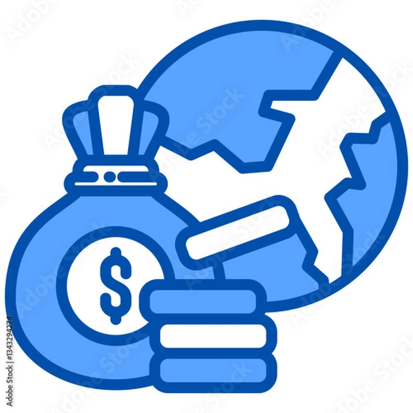 Obraz Economic icon in Blue Color Style. Simple Vector Design. Simple Vector Flat Icon