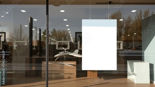 Obraz Empty Store Window Display Mockup with Poster