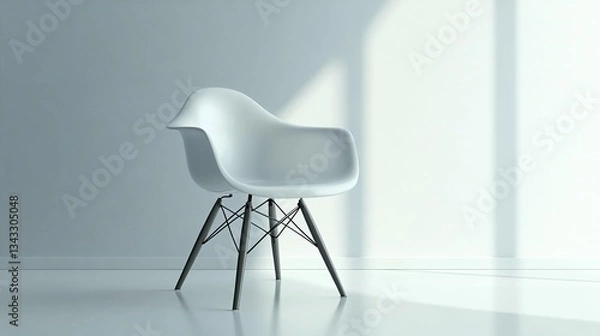 Fototapeta Modern White Chair, Minimalist Design