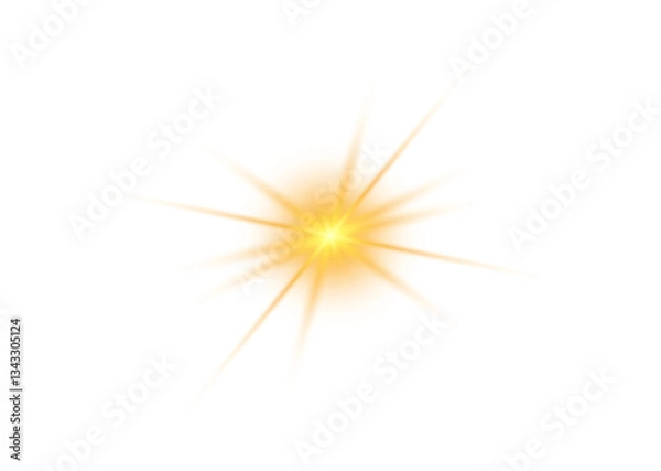 Fototapeta Golden Glow Starburst – Radiant Light & Transparent Sun Rays Effect