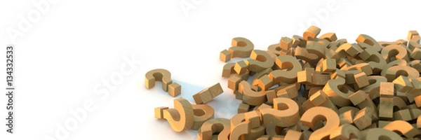 Fototapeta Wooden question marks, 3d rendering