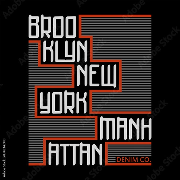 Fototapeta Brooklyn Manhattan NYC Striped Modern Layout Typography Grid, illustration vector style, letters style