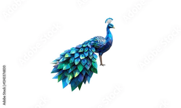 Obraz Peacock low poly bird background with abstract polygonal digital design