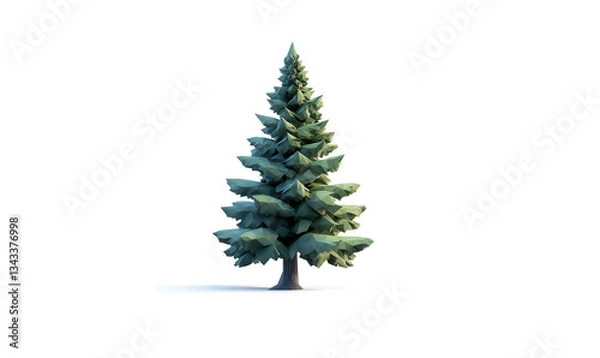 Obraz Digital pine tree low poly design with geometric nature-inspired style